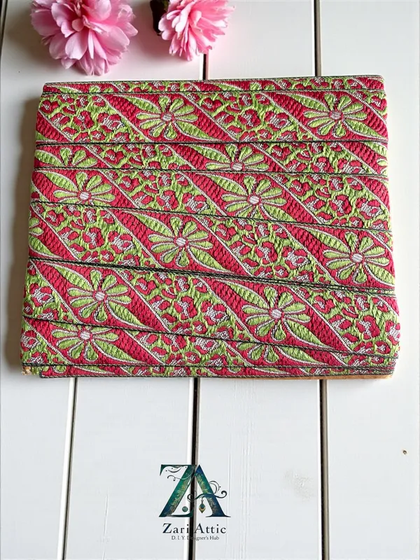 Green-Red_Brocade_Lace(1.1_Inch)