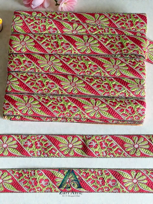 Green-Red_Brocade_Lace(1.1_Inch)