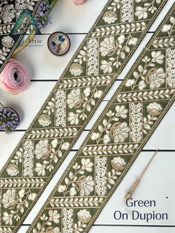 Zari_Embroidered_Net_Fabric/Dupion_Lace_-_3_Inch