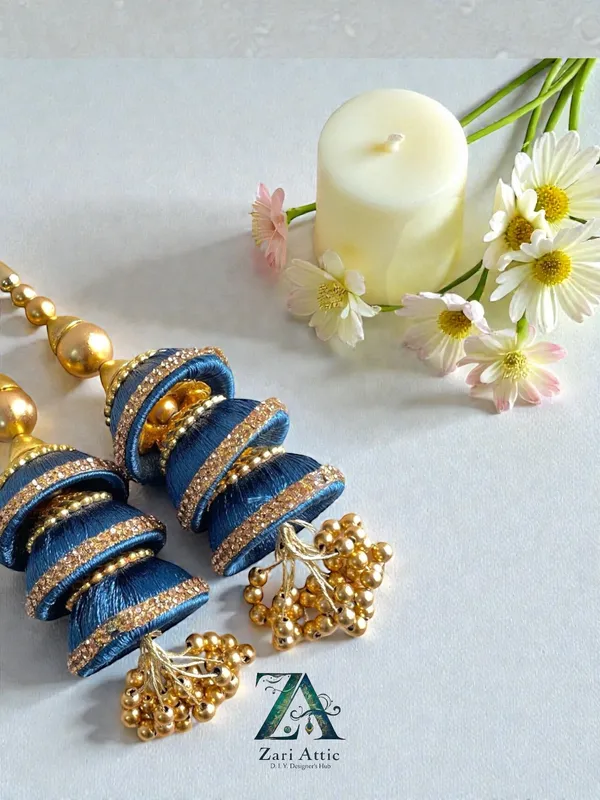 1_Pair_Trendy_Handmade_Latkan(Peacock_Blue)