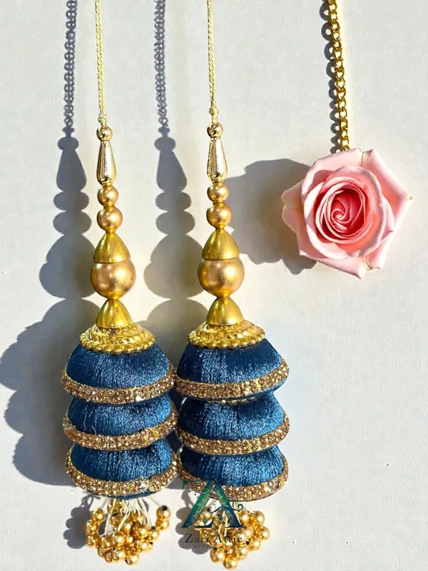 1_Pair_Trendy_Handmade_Latkan(Peacock_Blue)