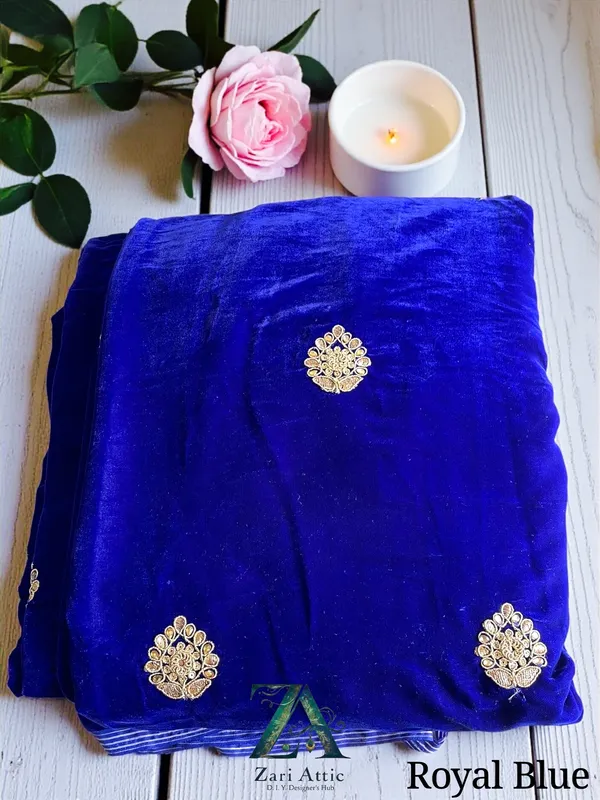Embroidered_Velvet_Fabric-Blue-1_Meter