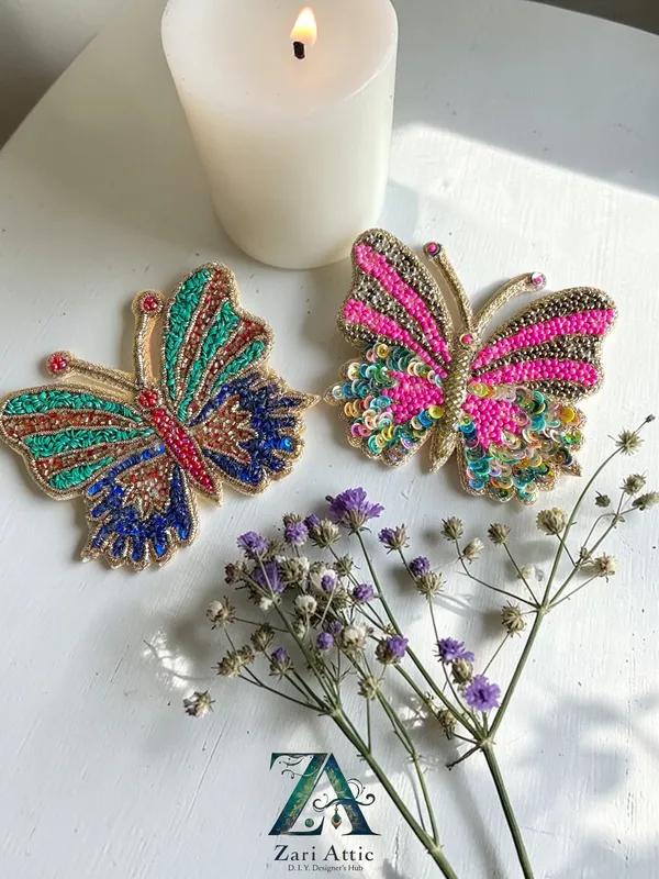 Green-OOAK-Hand_Embroidered_Butterfly_Patch_For_DIY_Crafts-Jackets
