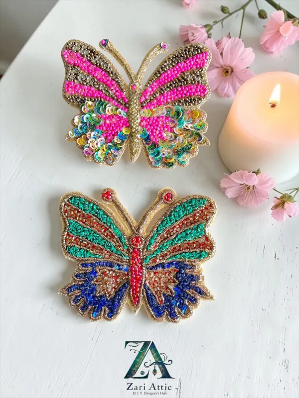 Green-OOAK-Hand_Embroidered_Butterfly_Patch_For_DIY_Crafts-Jackets