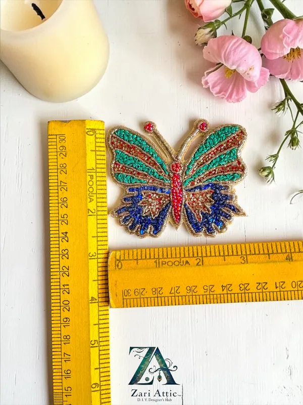 Green-OOAK-Hand_Embroidered_Butterfly_Patch_For_DIY_Crafts-Jackets