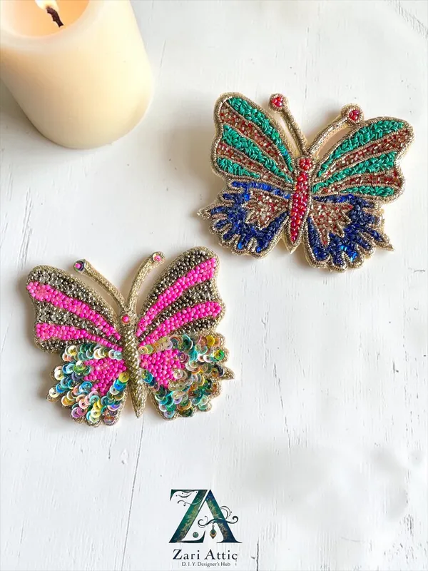 Green-OOAK-Hand_Embroidered_Butterfly_Patch_For_DIY_Crafts-Jackets
