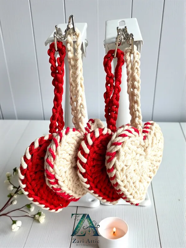 Valentine's_Heart_Key_Chain-Handmade_Macreme-Red