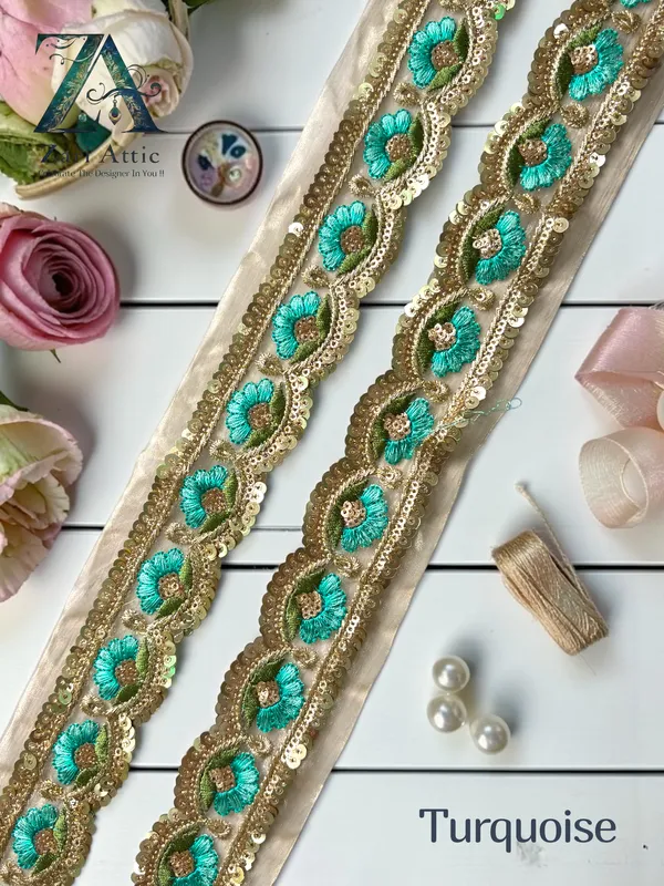 Multi_Colour_Embroidered_Organza_Fabric__Sari_Border_Lace_(7504)_-_2_Inch