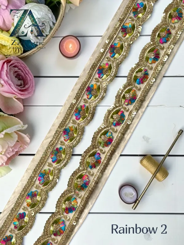 Multi_Colour_Embroidered_Organza_Fabric__Sari_Border_Lace_(7504)_-_2_Inch
