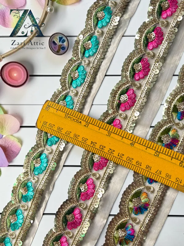 Multi_Colour_Embroidered_Organza_Fabric__Sari_Border_Lace_(7504)_-_2_Inch