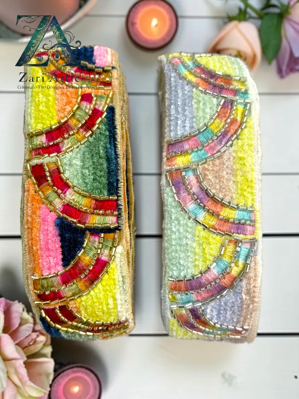 Premium_Organza_Fabric_Lace_studded_With_Beads_&_Woven_Velvet_(49103)_-_2_Inch
