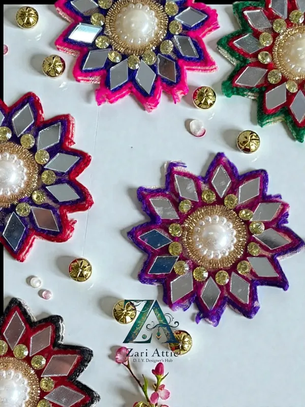 Handmade_Mirror_Sew_On_Patch(Red_N_Blue)