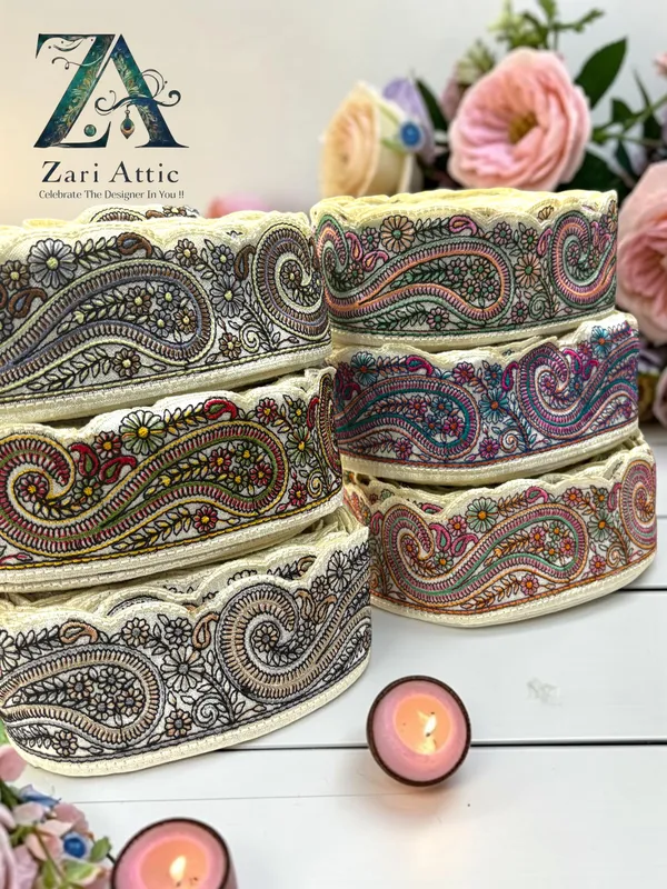 Premium_Raw_Silk_Paislay_Embroidered_Cutwork_Fabric_Lace_(49099)_-_2_Inch