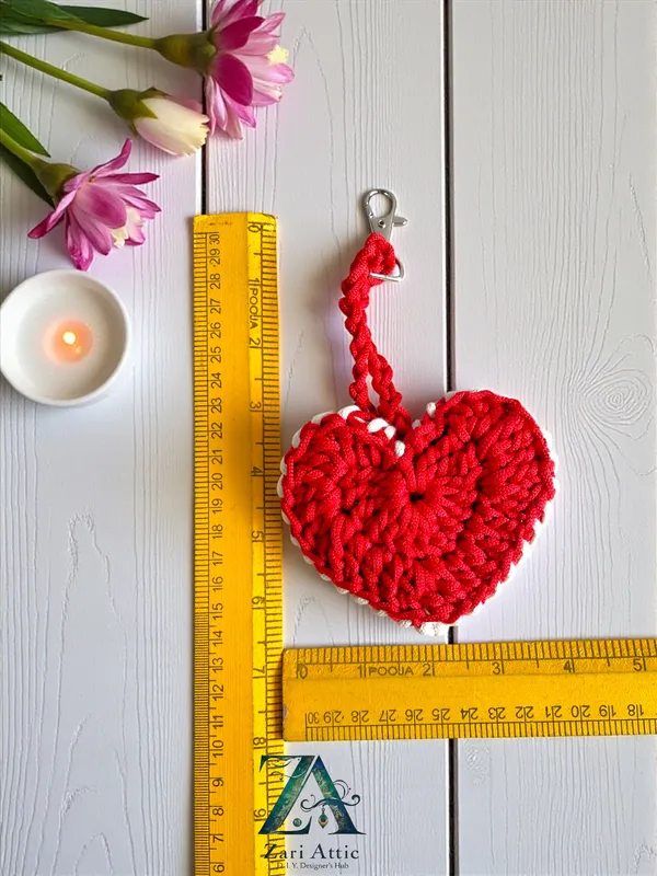 Valentine's_Heart_Key_Chain-Handmade_Macreme-White