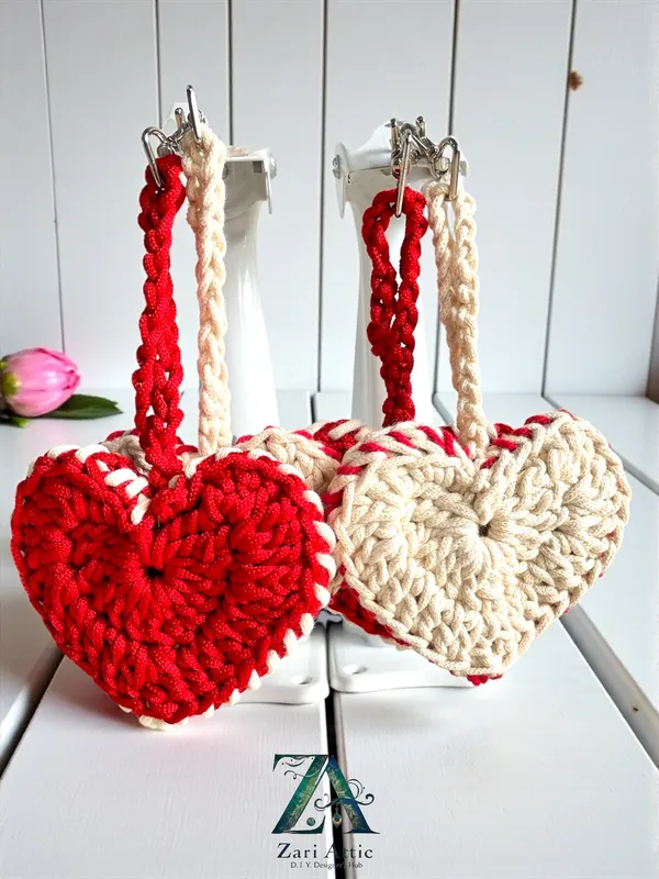 Valentine's_Heart_Key_Chain-Handmade_Macreme-White