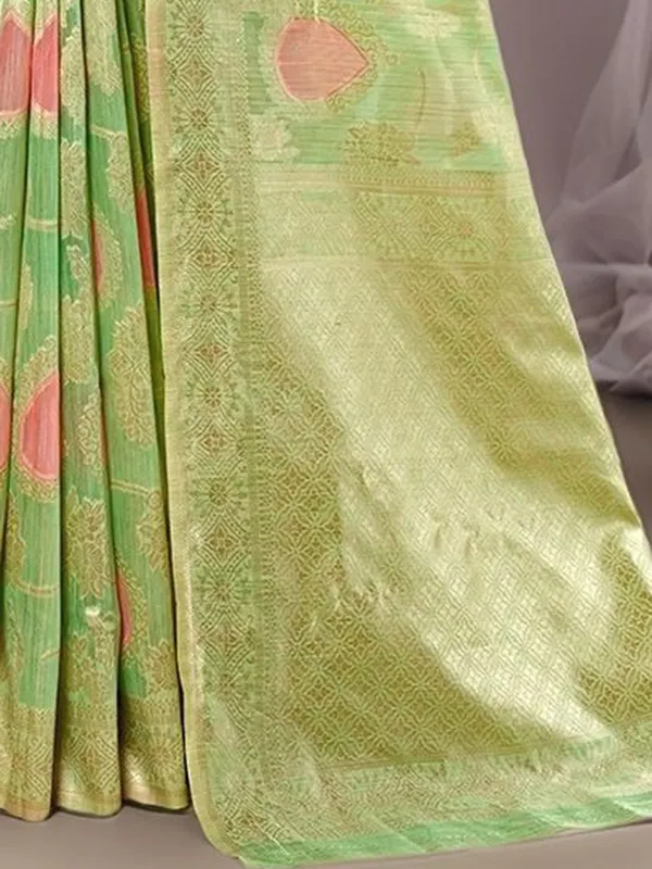 Cream_&_Yellow_Woven_Chanderi_Linen_Blend_Saree_For_Women
