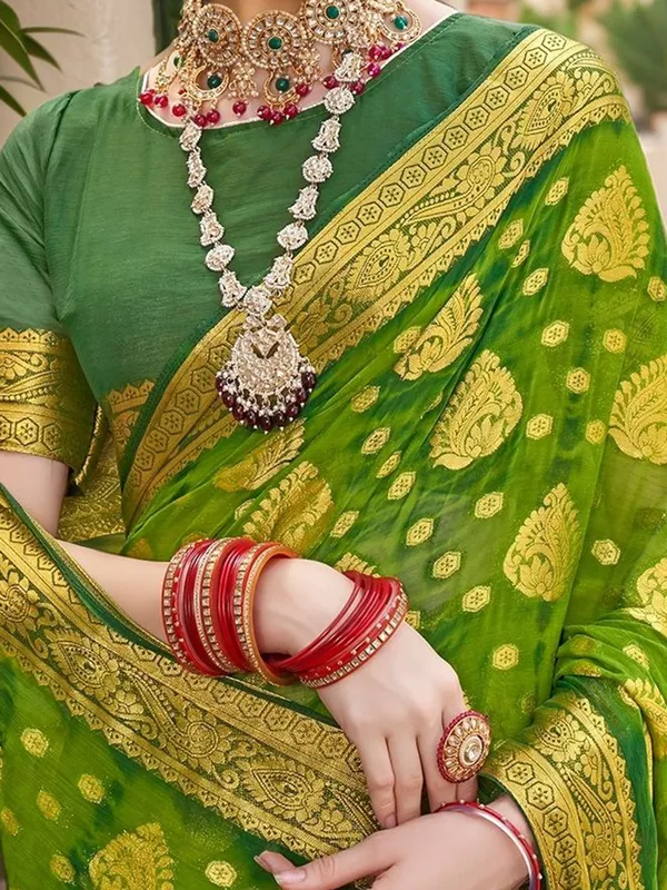 Red_Woven_Tie_&_Dye_Nylon_Silk_Saree_For_Women