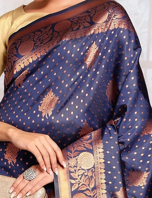 Dark_Blue_Woven_Banarasi_Art_Silk_Saree_For_Women