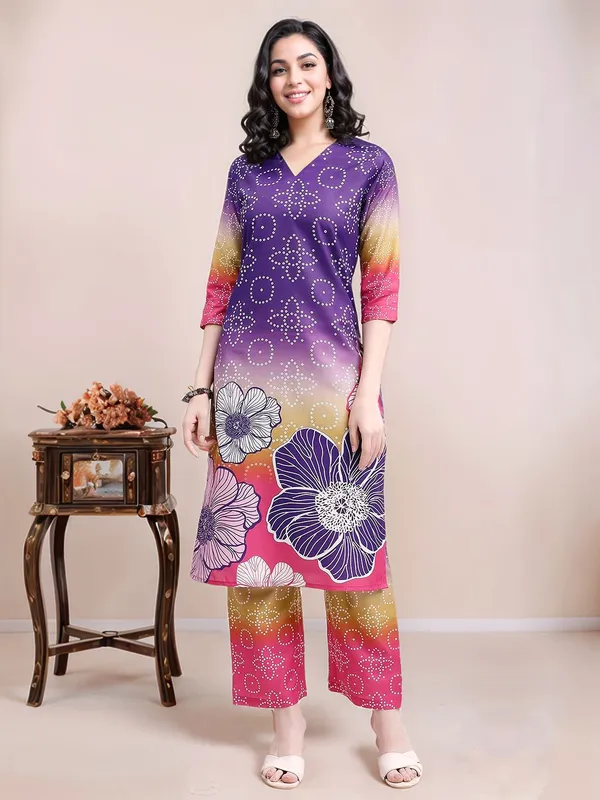 Women_Multicoloured_Bandhani_&_Floral_Printed_Straight_Kurta_with_Trousers