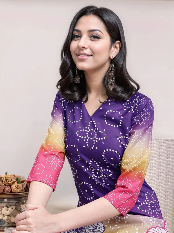 Women_Multicoloured_Bandhani_&_Floral_Printed_Straight_Kurta_with_Trousers