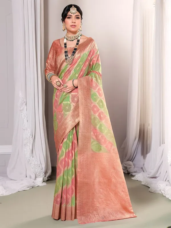 Light_Green_Woven_Chanderi_Linen_Blend_Saree_For_Women
