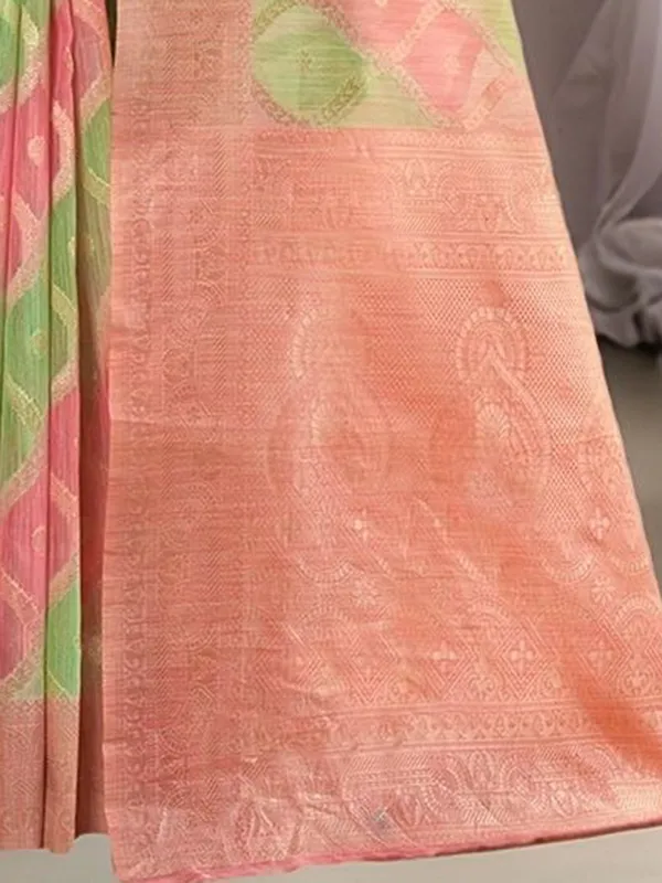 Light_Green_Woven_Chanderi_Linen_Blend_Saree_For_Women