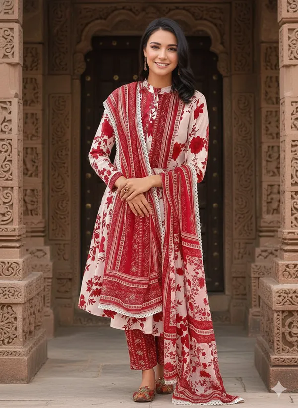 Women_Off-white_and_Red_Cotton_Blend_Floral_Printed_Anarkali_Kurta_Set_&_Printed_Dupatta