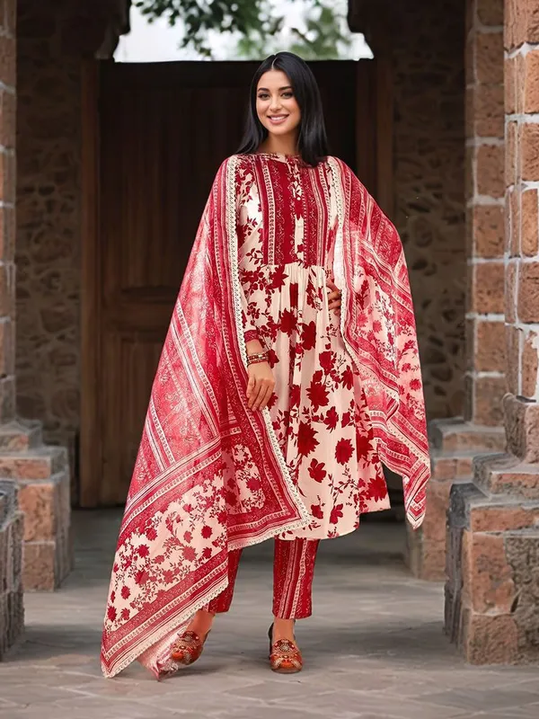 Women_Off-white_and_Red_Cotton_Blend_Floral_Printed_Anarkali_Kurta_Set_&_Printed_Dupatta