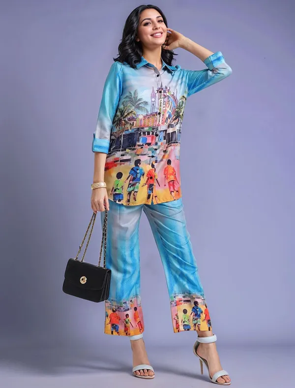 Blue_Digital_Printed_Cotton_Blend_Shirt_With_Printed_Cotton_Blend_Trouser_For_Women