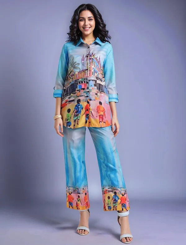 Blue_Digital_Printed_Cotton_Blend_Shirt_With_Printed_Cotton_Blend_Trouser_For_Women
