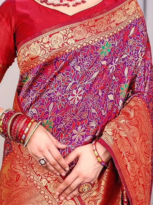 Pink_&_Red_Woven_Dharmavaram_Art_Silk_Saree_For_Women