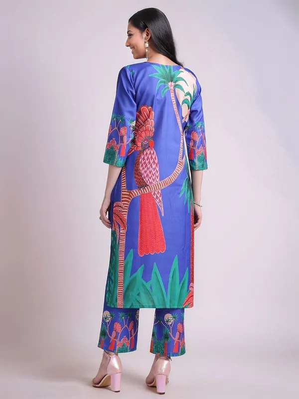Blue_Digital_Printed_Cotton_Blend_Straight_Kurta_With_Printed_Cotton_Blend_Trouser_For_Women