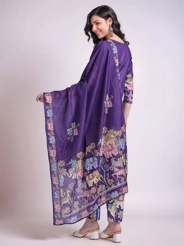 Purple_Animal_Printed_Cotton_Blend_Straight_Kurta_With_Printed_Cotton_Blend_Trouser_And_Printed_Dupatta_For_Women