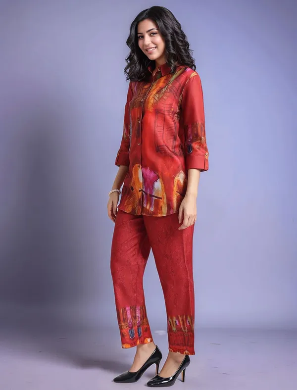 Red_Digital_Printed_Cotton_Blend_Shirt_With_Printed_Cotton_Blend_Trouser_For_Women