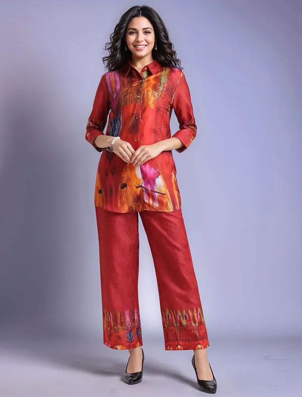 Red_Digital_Printed_Cotton_Blend_Shirt_With_Printed_Cotton_Blend_Trouser_For_Women