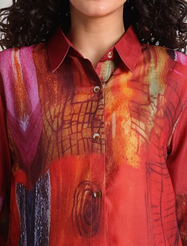Red_Digital_Printed_Cotton_Blend_Shirt_With_Printed_Cotton_Blend_Trouser_For_Women