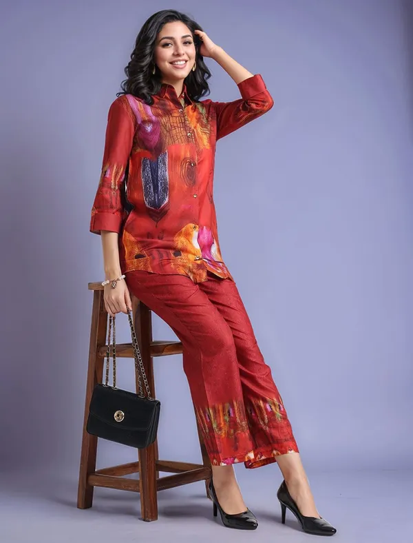 Red_Digital_Printed_Cotton_Blend_Shirt_With_Printed_Cotton_Blend_Trouser_For_Women