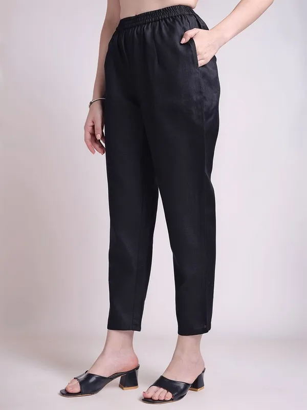 Black_Floral_Printed_Cotton_Blend_Straight_Kurta_With_Solid_Cotton_Blend_Trouser_And_Printed_Dupatta_For_Women