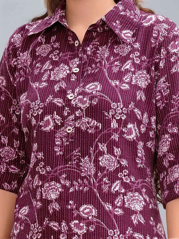 Women_Purple_Pure_Cotton_Woven_Kantha_work_Floral_Printed_Shirt_Collar_straight_kurta