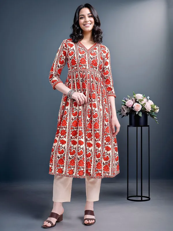 Women_Red_&_Cream_Floral_Printed_Empire_Anarkali_Kurta