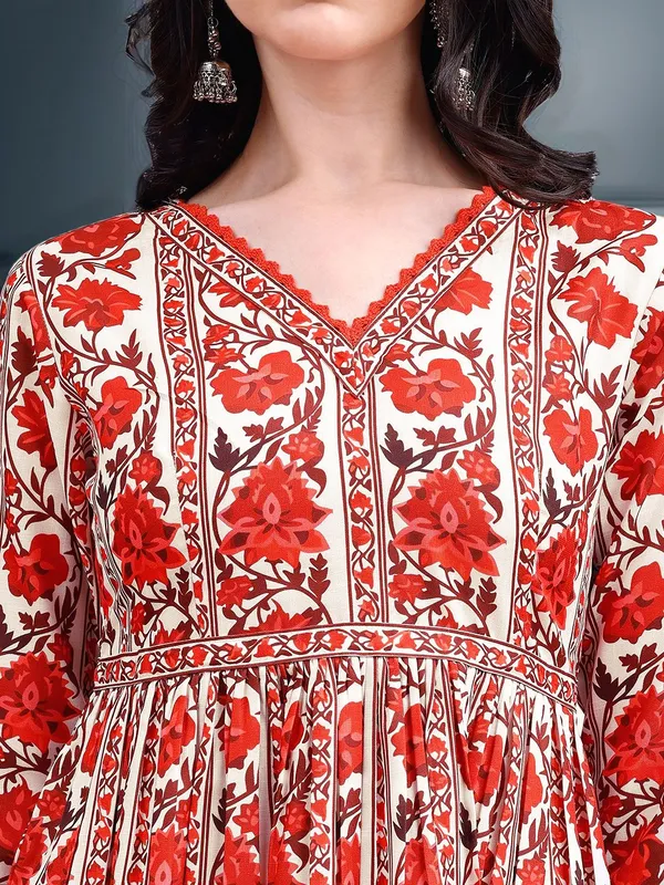 Women_Red_&_Cream_Floral_Printed_Empire_Anarkali_Kurta