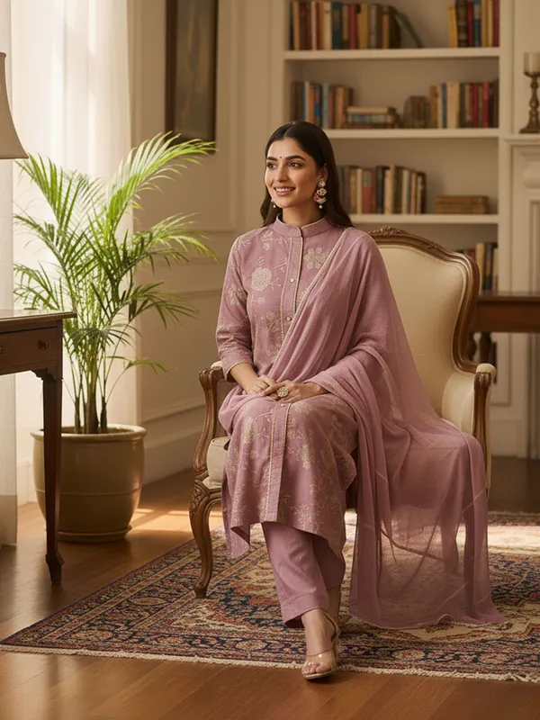 Women_Lavender_Pure_Cotton_Thread_work_&_Sequins_Embroidered_Straight_Kurta_Set_&_Dyed_Dupatta