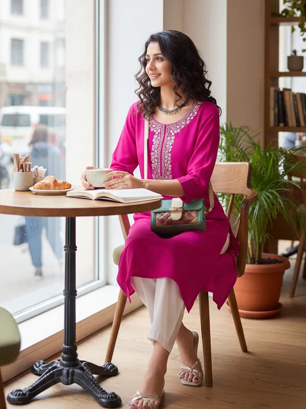 Women_Magenta_Viscose_Rayon_Thread_work_&_Sequins_Embroidered_Round_Neck_Straight_kurta