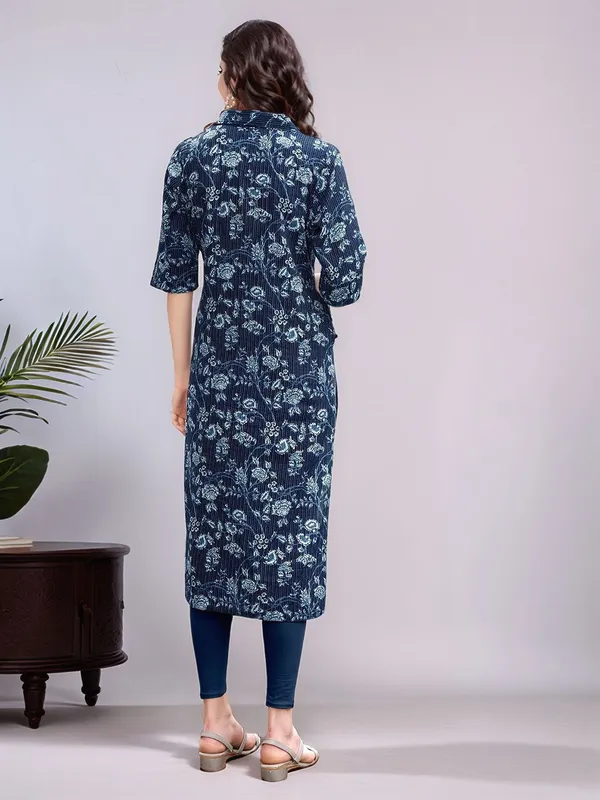 Women_Blue_cotton_blend_Digital_Floral_Printed_Shirt_Collar_straight_kurta