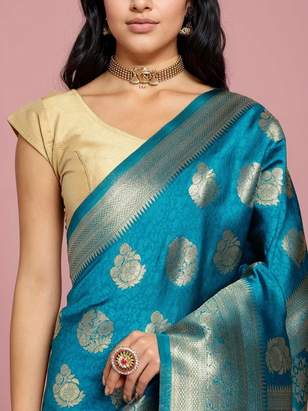 Blue_Woven_Kanjivaram_Art_Silk_Saree_For_Women