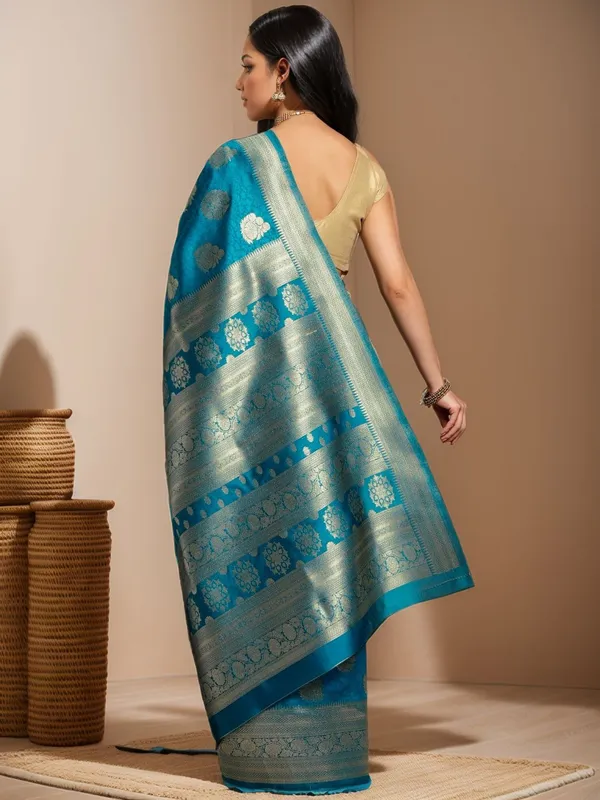 Blue_Woven_Kanjivaram_Art_Silk_Saree_For_Women