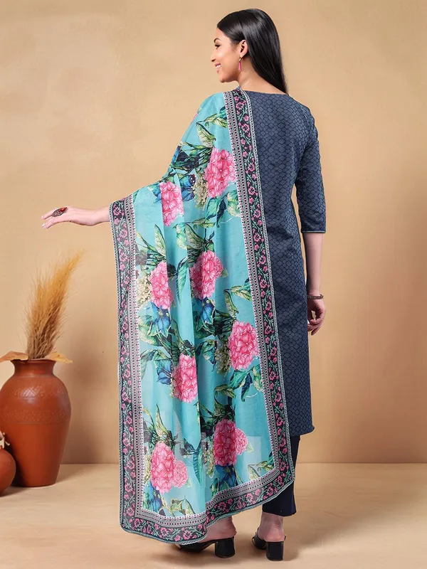 Blue_Woven_Design_Cotton_Blend_Straight_Kurta_With_Solid_Cotton_Blend_Trouser_And_Printed_Dupatta_For_Women