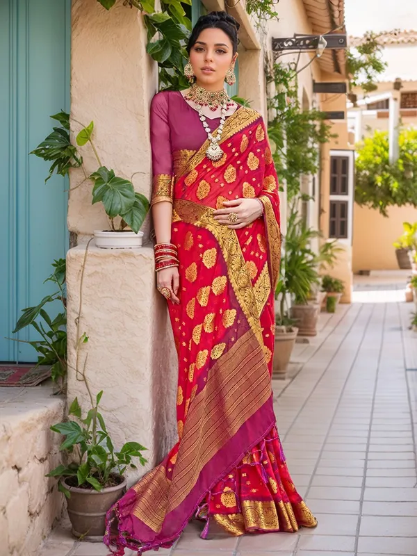 Olive_Green_Woven_Tie_&_Dye_Nylon_Silk_Saree_For_Women