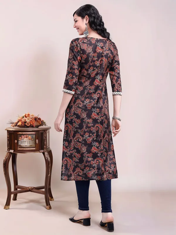 Women_Black_&_Rust_Paisley_Printed_Cotton_Blend_Straight_Kurta_with_Crosio_Lace_Detailing
