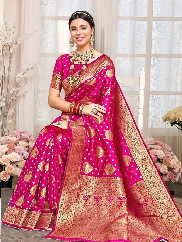 Pink_Woven_Banarasi_Art_Silk_Saree_For_Women